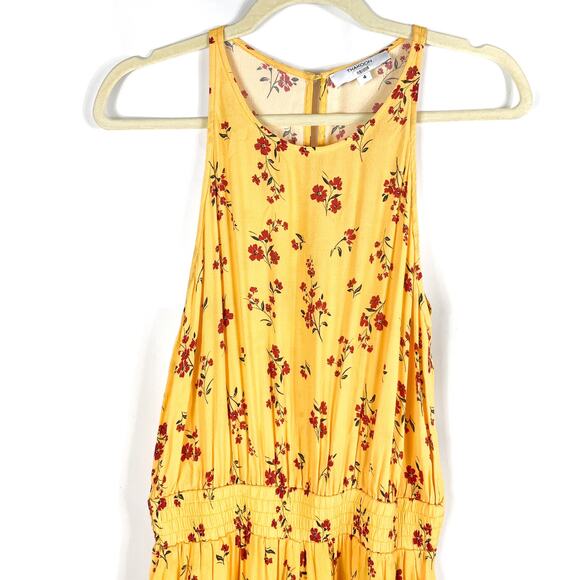 Thakoon‎ Floral Jumpsuit Yellow Smocked Waist Wide Leg Sleeveless Sz 4 - Picture 6 of 14